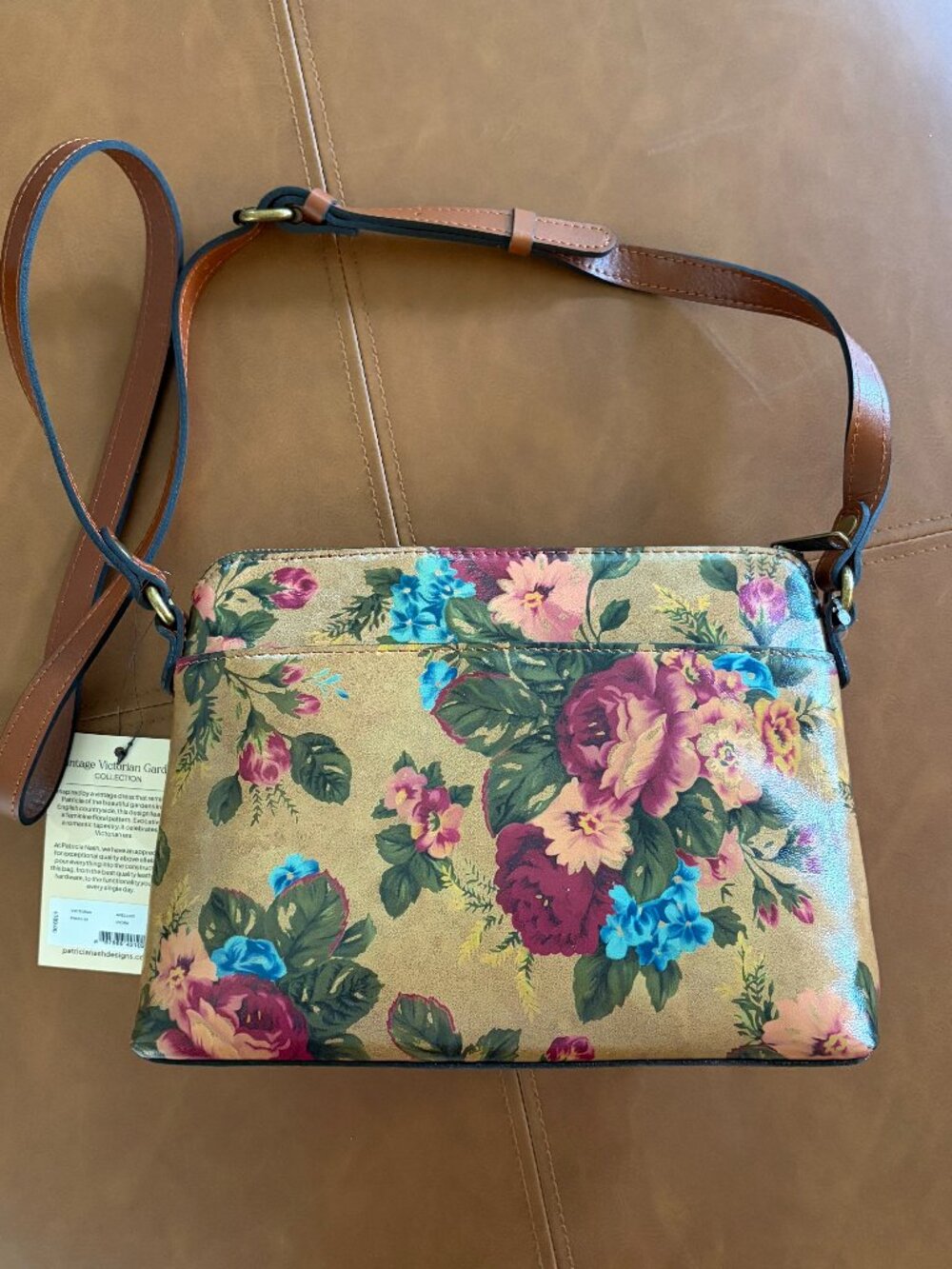 Patricia Nash Avellino Crossbody Organizer Vintage Victorian Garden NWT leather - Picture 5 of 10